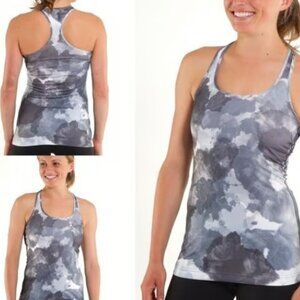 Lululemon Cool Racerback Gym Run Top Shirt Size 2 White Coal Tinted Canvas Super